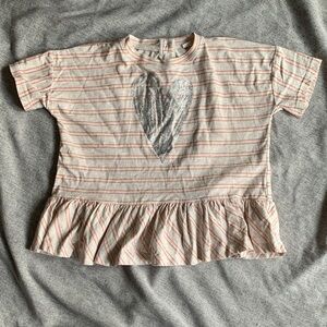 Jessica Simpson Orange and Cream Striped Glitter Heart shirt - 6
